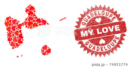 My Love Watermark Badge and Guadeloupe Map Heart Mosaic My Love Watermark Badge and Guadeloupe Map Heart Mosaic 74953774