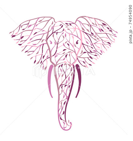 Elephant head made from tree leaves. Save the earth. Vector design Elephant head made from tree leaves. Save the earth. Vector design 74954090