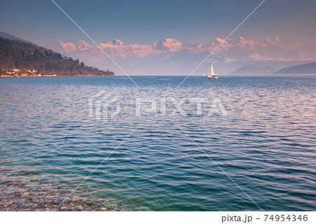 sailing boat on the lake Thun, Switzerland 74954346