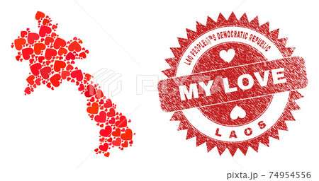 My Love Watermark Stamp Seal and Laos Map Lovely Heart Mosaic My Love Watermark Stamp Seal and Laos Map Lovely Heart Mosaic 74954556