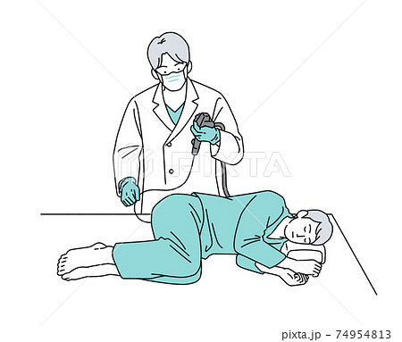 人物イラスト 大腸内視鏡検査 男 シンプル 74954813