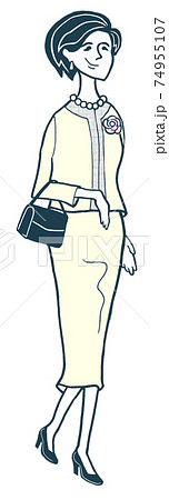 春　入学　卒業　スーツ　母　イラスト　 74955107