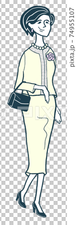 春　入学　卒業　スーツ　母　イラスト　 74955107