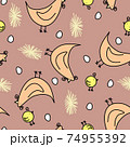 Hen chick and eggs pattern Hen chick and eggs pattern 74955392