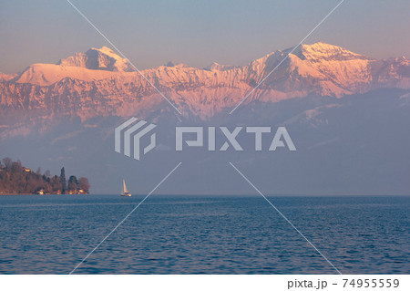 sailing boat on the lake Thun, Switzerland 74955559