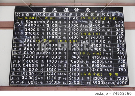 富内駅にある運賃表 富内駅にある運賃表 74955560