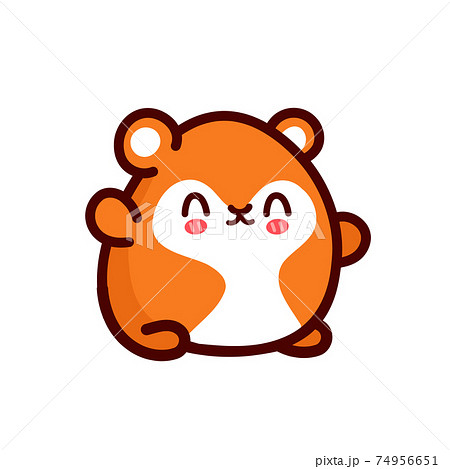 Cute funny hamster. Vector flat line cartoon... - Stock Illustration  [74956651] - PIXTA