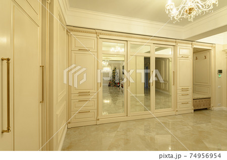 Modern luxury beige and golden entrance hall 74956954
