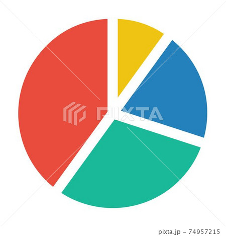 Pie chart icon vector symbol for data and reports in a flat color illustration 74957215