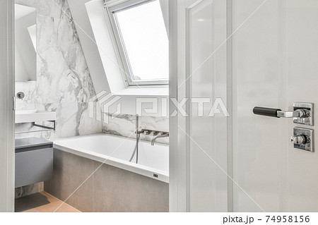Luxury interior of a bathroom 74958156
