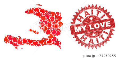 My Love Rubber Stamp and Haiti Map Valentine Heart Mosaic 74959255