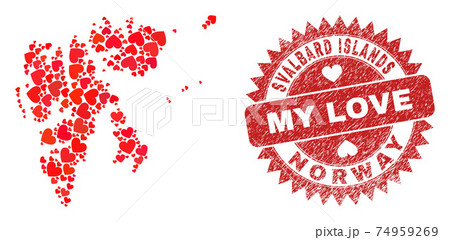 My Love Rubber Stamp Seal and Svalbard Islands Map Valentine Heart Mosaic My Love Rubber Stamp Seal and Svalbard Islands Map Valentine Heart Mosaic 74959269