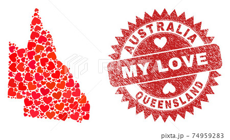 My Love Watermark Badge and Australian Queensland Map Lovely Heart Mosaic My Love Watermark Badge and Australian Queensland Map Lovely Heart Mosaic 74959283
