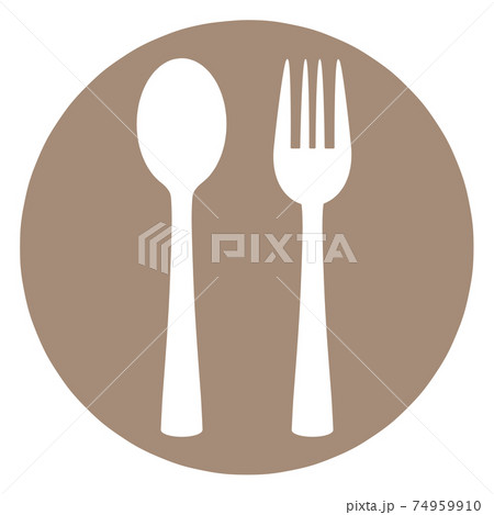 スプーンとフォークのハンコのイラスト素材