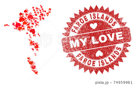 My Love Watermark Stamp and Faroe Islands Map Valentine Heart Mosaic My Love Watermark Stamp and Faroe Islands Map Valentine Heart Mosaic 74959961