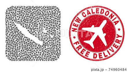 Free Delivery Scratched Stamp Seal and New Caledonia Islands Map Aircraft Inverted Mosaic Free Delivery Scratched Stamp Seal and New Caledonia Islands Map Aircraft Inverted Mosaic 74960484