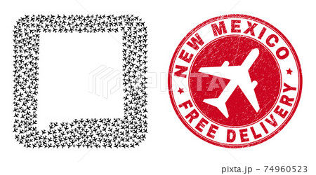 Free Delivery Scratched Seal and New Mexico State Map Aeroplane Inverted Mosaic 74960523