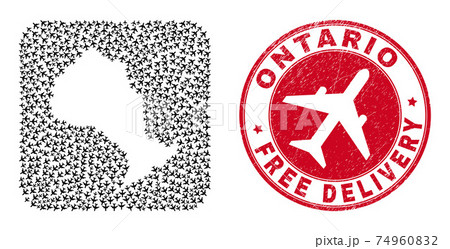 Free Delivery Rubber Badge and Ontario Province Map Aircraft Stencil Mosaic Free Delivery Rubber Badge and Ontario Province Map Aircraft Stencil Mosaic 74960832
