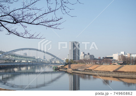 宮城ゆうゆう公園付近からの豊島橋方面／東京都足立区宮城 74960862