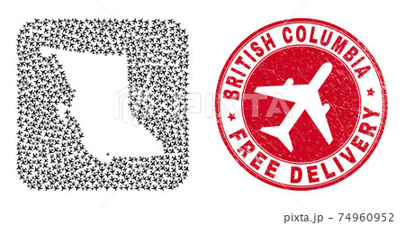 Free Delivery Rubber Stamp Seal and British Columbia Map Aviation Stencil Mosaic 74960952