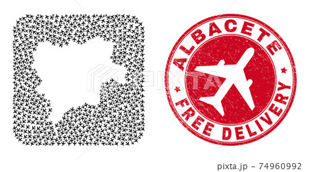 Free Delivery Watermark Stamp Seal and Albacete Province Map Air Force Stencil Mosaic Free Delivery Watermark Stamp Seal and Albacete Province Map Air Force Stencil Mosaic 74960992