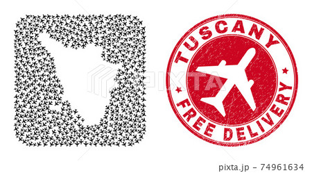 Free Delivery Scratched Badge and Tuscany Region Map Airliner Inverted Mosaic 74961634