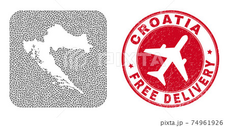 Free Delivery Rubber Seal and Croatia Map Aeroplane Inverted Mosaic 74961926
