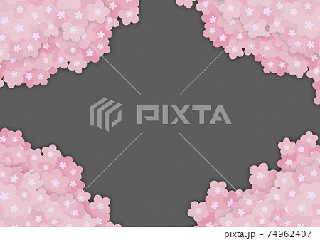 紙工作風な夜桜のフレーム背景 No 02のイラスト素材