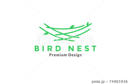 abstract green nest twig bird logo design vector icon symbol graphic illustration 74965936