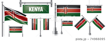Vector set of the national flag of Kenya in various creative designs 74966095