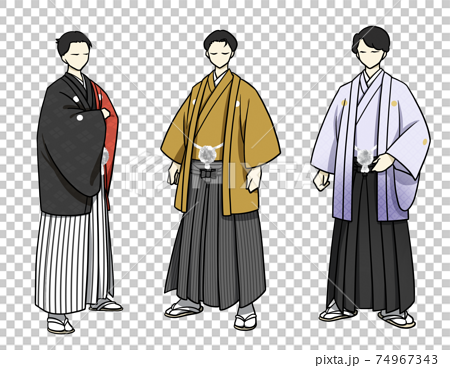 彩り着物 袴 男性デザイン2のイラスト素材