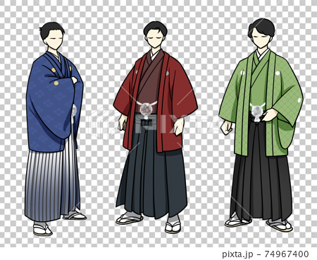彩り着物 袴 男性デザイン3のイラスト素材