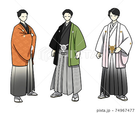 彩り着物 袴 男性デザイン4のイラスト素材