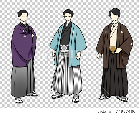 彩り着物 袴 男性デザイン5のイラスト素材