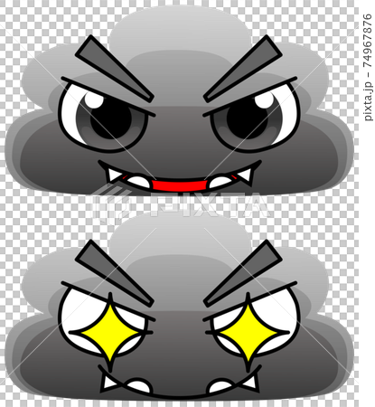 笑う雨雲と張り切る雨雲のイラスト素材