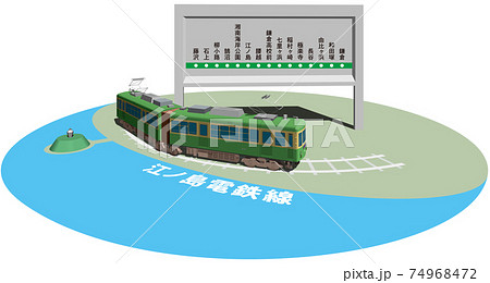 江ノ島電鉄路線のフレームとパネル ベクターイラスト背景透明 江ノ島電鉄路線のフレームとパネル ベクターイラスト背景透明 74968472