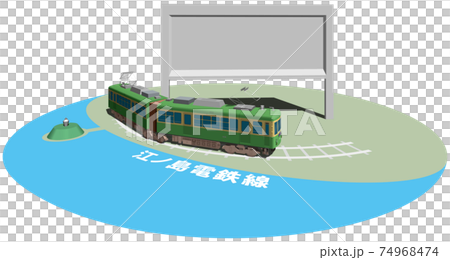 Enoshima Electric Railway frame and panel vector illustration background transparent 74968474