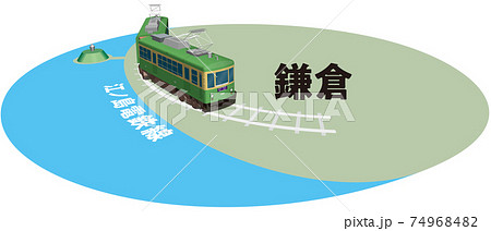 鎌倉 江ノ島電鉄のフレーム ベクターイラスト背景透明のイラスト素材