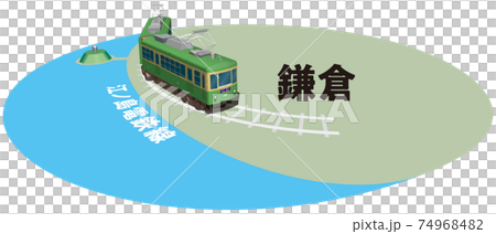 鎌倉　江ノ島電鉄のフレーム　ベクターイラスト背景透明 74968482