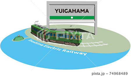 YUIGAHAMA 江ノ島電鉄のフレームとパネル　ベクターイラスト背景透明 74968489