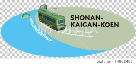 SHONAN-KAIGAN-KOEN Enoshima Electric Railway frame vector illustration background transparent 74968495