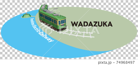 WADAZUKA 江ノ島電鉄のフレーム　ベクターイラスト背景透明 74968497