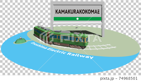 KAMAKURAKOKOMAE 江ノ島電鉄のフレームとパネル ベクターイラスト背景透明 KAMAKURAKOKOMAE 江ノ島電鉄のフレームとパネル ベクターイラスト背景透明 74968501