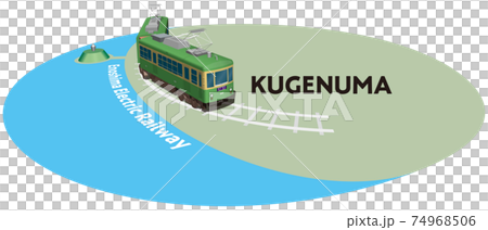 KUGENUMA 江ノ島電鉄のフレーム ベクターイラスト背景透明 KUGENUMA 江ノ島電鉄のフレーム ベクターイラスト背景透明 74968506