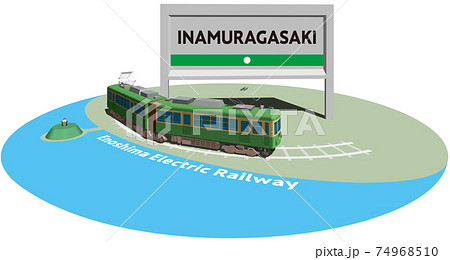 INAMURAGASAKI 江ノ島電鉄のフレームとパネル ベクターイラスト背景透明 INAMURAGASAKI 江ノ島電鉄のフレームとパネル ベクターイラスト背景透明 74968510