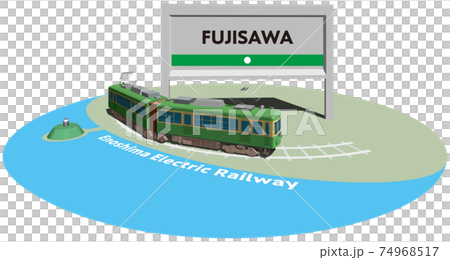 FUJISAWA 江ノ島電鉄のフレームとパネル　ベクターイラスト背景透明 74968517
