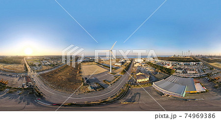 風力発電空撮　超広角パノラマ撮影 74969386