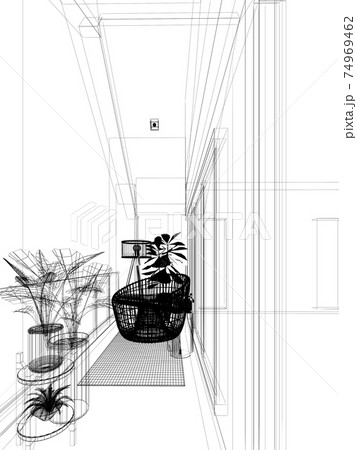 easychair with tree on wood terrace, 3d rendeing 74969462