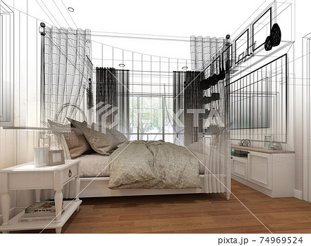 interior design of  bedroom,3d rendering 74969524
