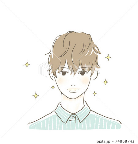 笑顔の男性シンプルキラキラのイラスト素材